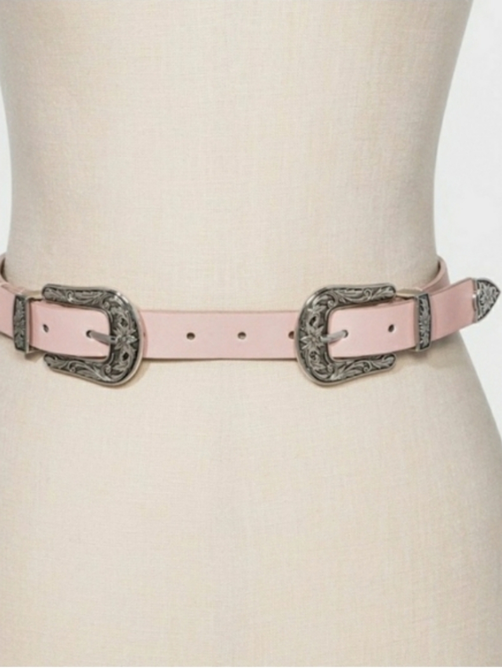 Wild Fabel Pink Western-Style Double Buckle Belt